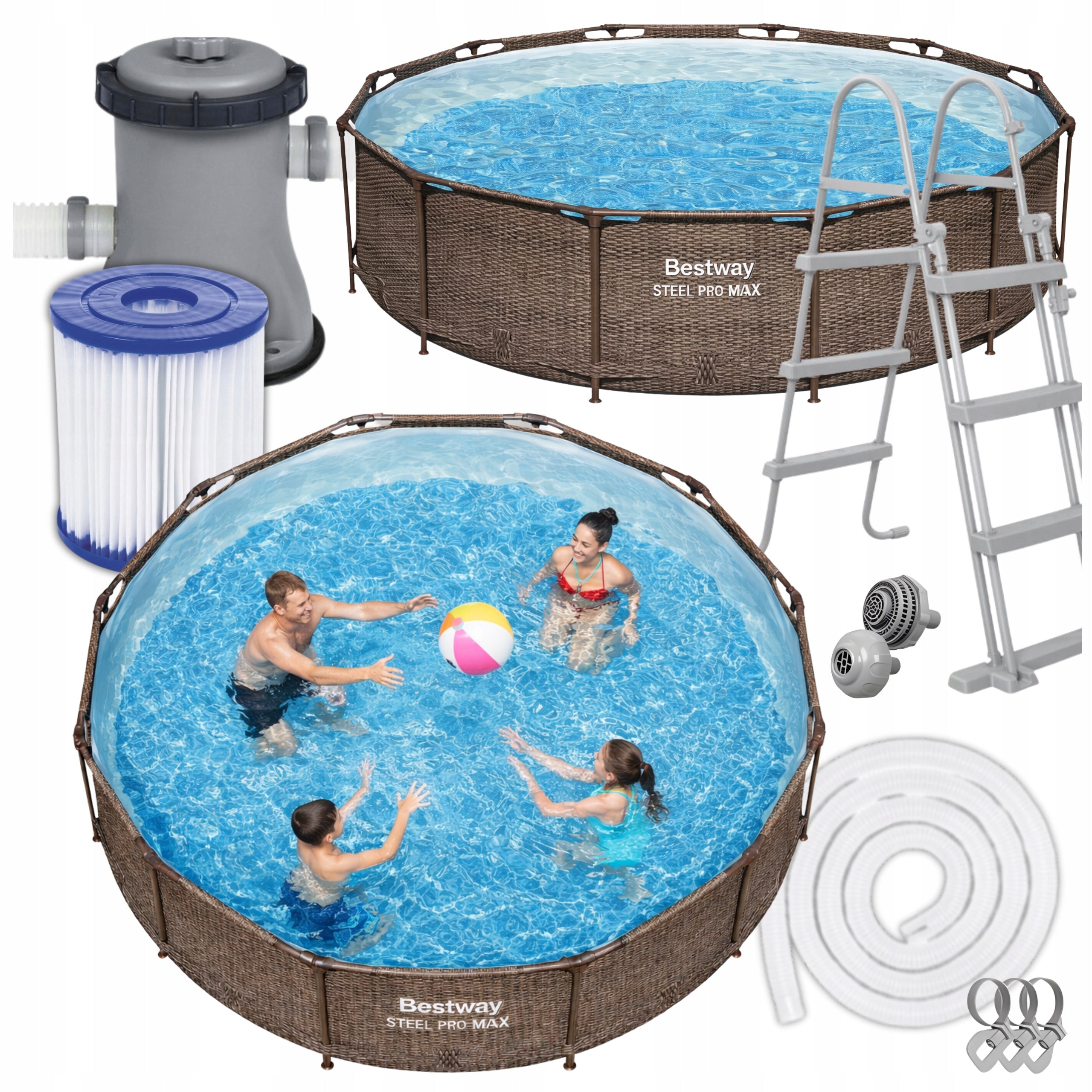 Garden Pool 56709 Frame Round Rattan 366 x 100 cm Bestway