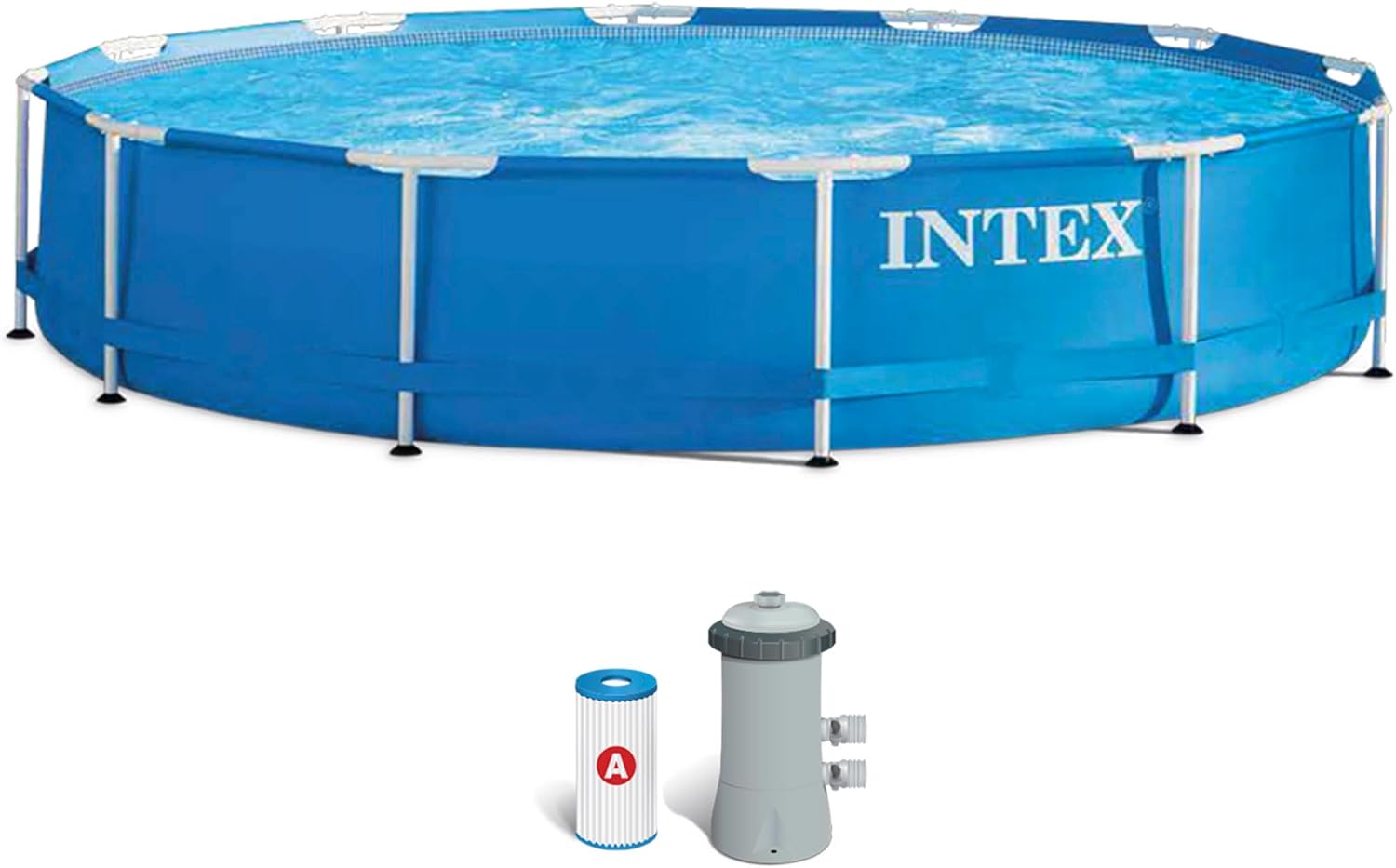 Garden SWIMMING POOL Framed INTEX 28212GN 366x76cm Set Filter Pump 12v Volume 6503 l
