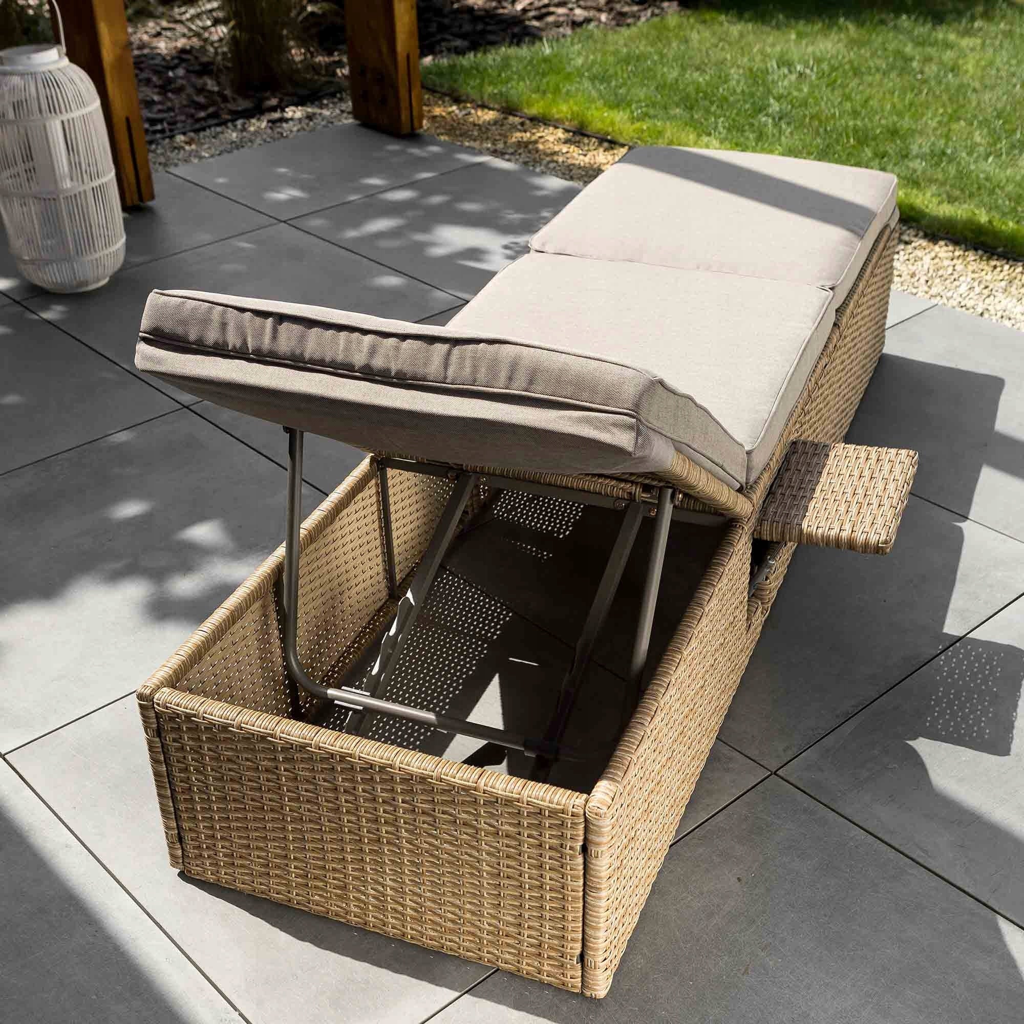Garden Sun Lounger Adjustable Terrace Balcony Adjustable Technorattan Kind sunbed