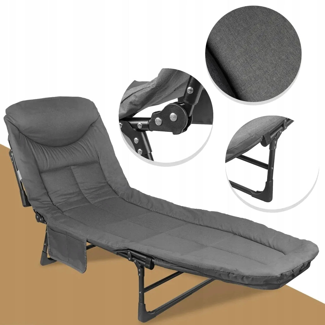 Garden Sun Lounger Couch Tourist Bed Mattress With Cushion Folding 200 cm Manufacturer code 111406