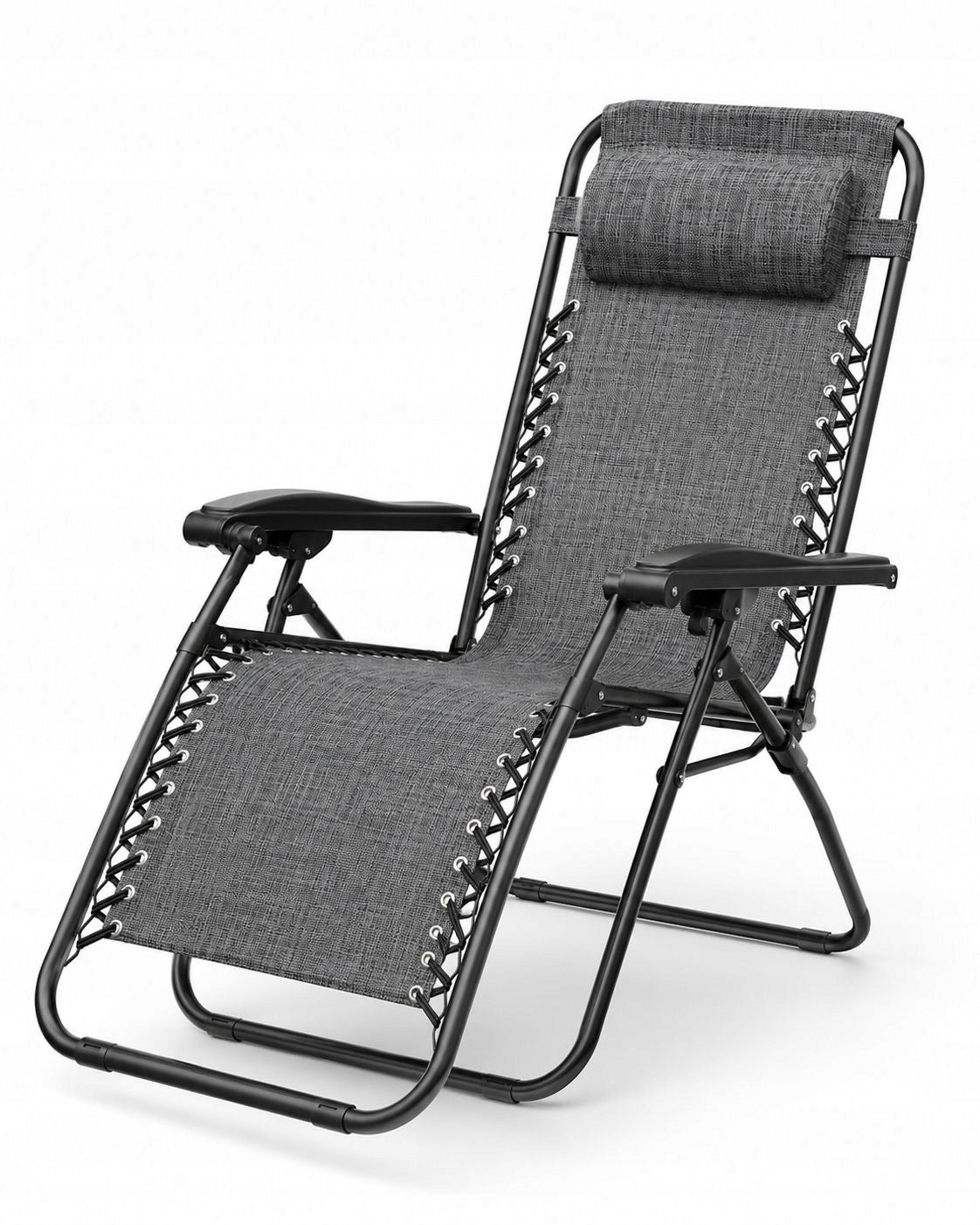 Garden Sun Lounger Folding Zero Gravity Beach Tourist Cushion Grey Model Leżak Ogrodowy Szary Składany Rodos