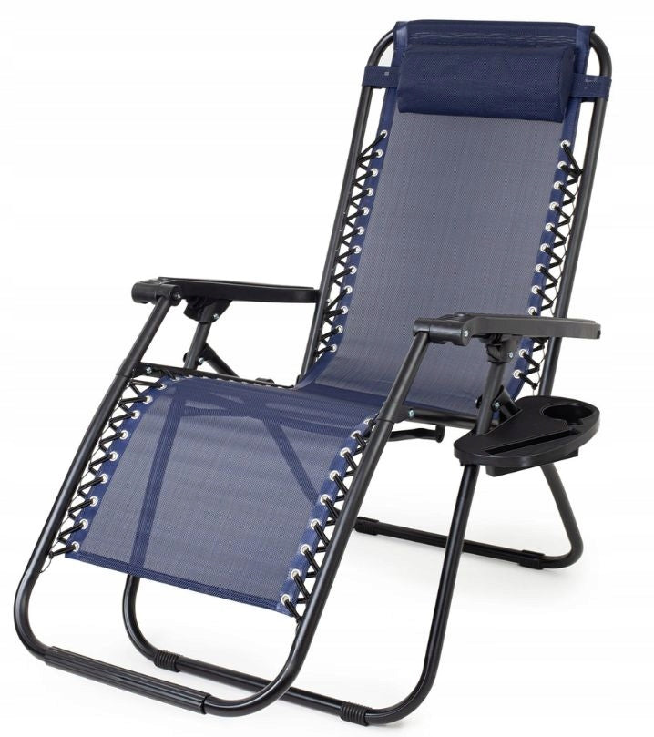 Garden Sun Lounger Folding Zero Gravity Beach Tourist Cushion Navy Blue Manufacturer code Leżak Ogrodowy Składany Zero Gravity Anytech