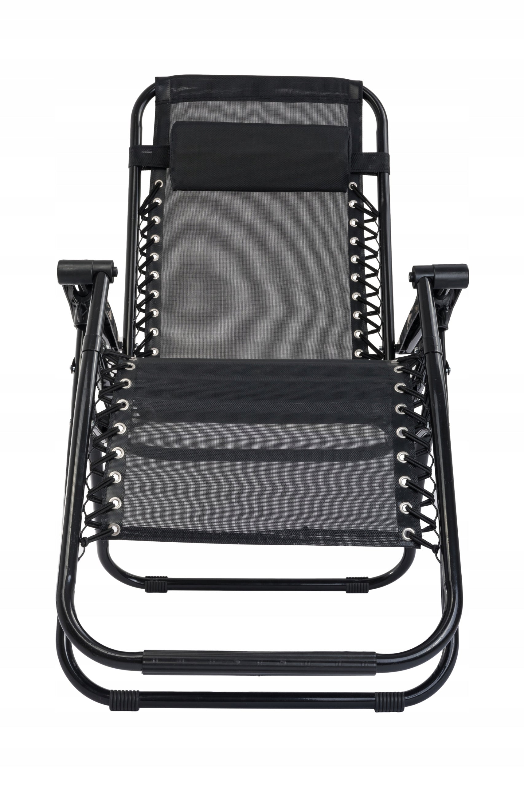 Garden Sun Lounger REINFORCED ZERO GRAVITY metal black folding FREEBIE SHELF! Brand ZERO GRAVITY