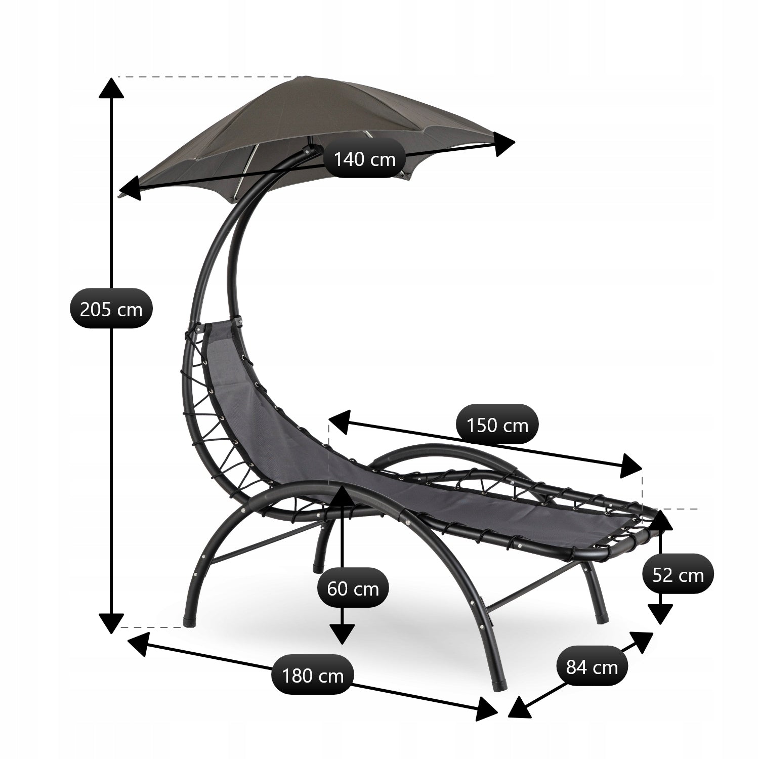 Garden Sun Lounger With Umbrella Couch With Canopy Bed Grey CARPA Packaging status original