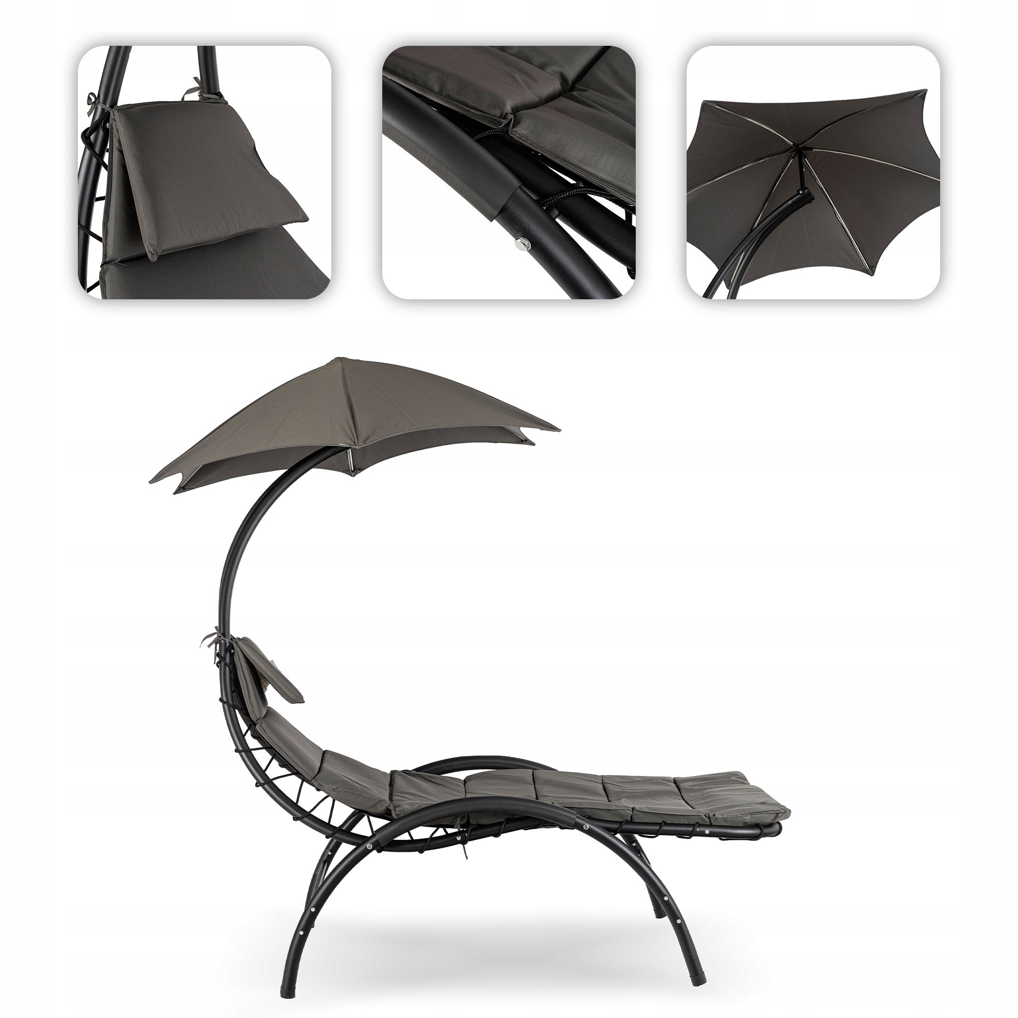 Garden Sun Lounger With Umbrella Couch With Canopy Bed Grey CARPA
