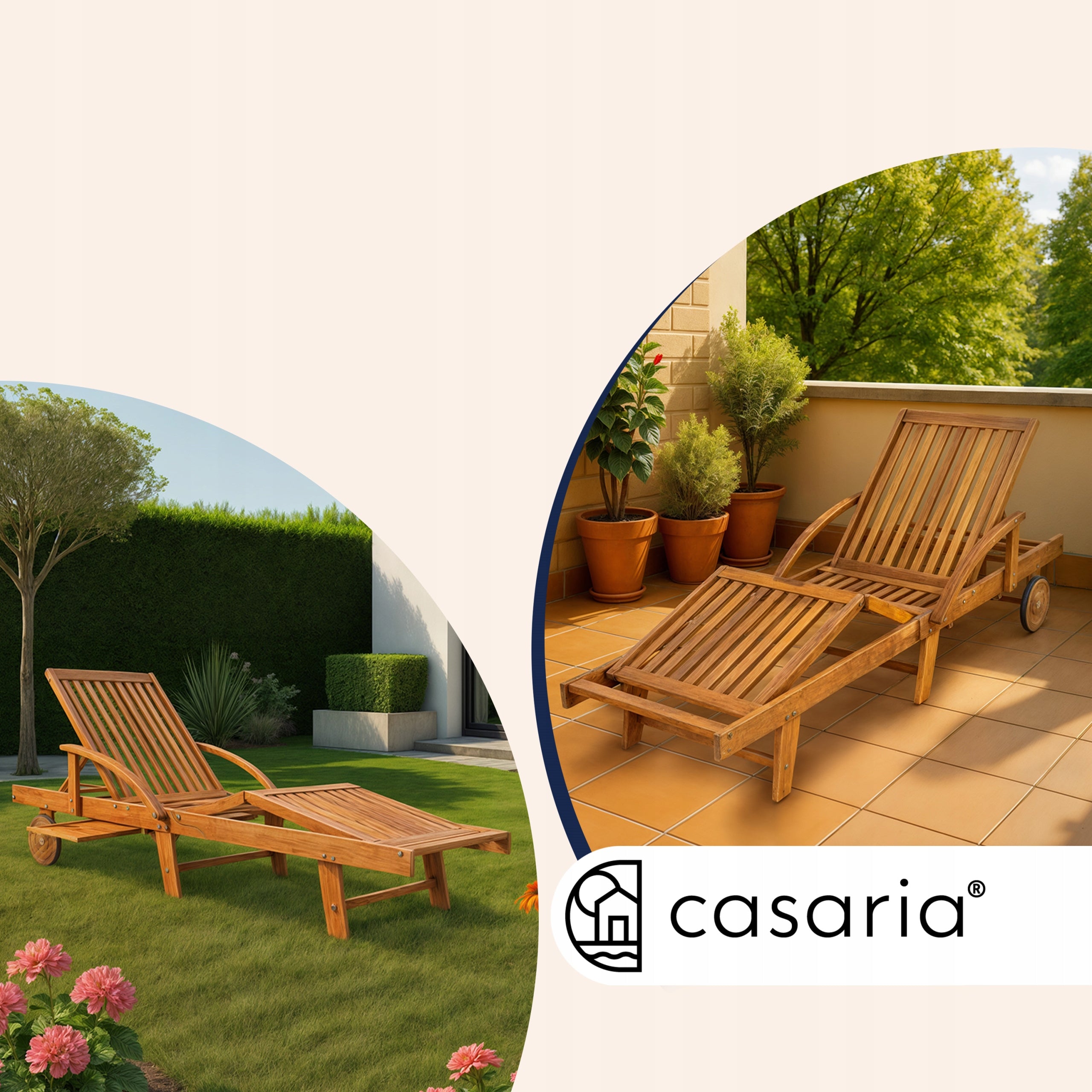 Garden Sun Lounger Wooden Acacia Folding Kind sunbed