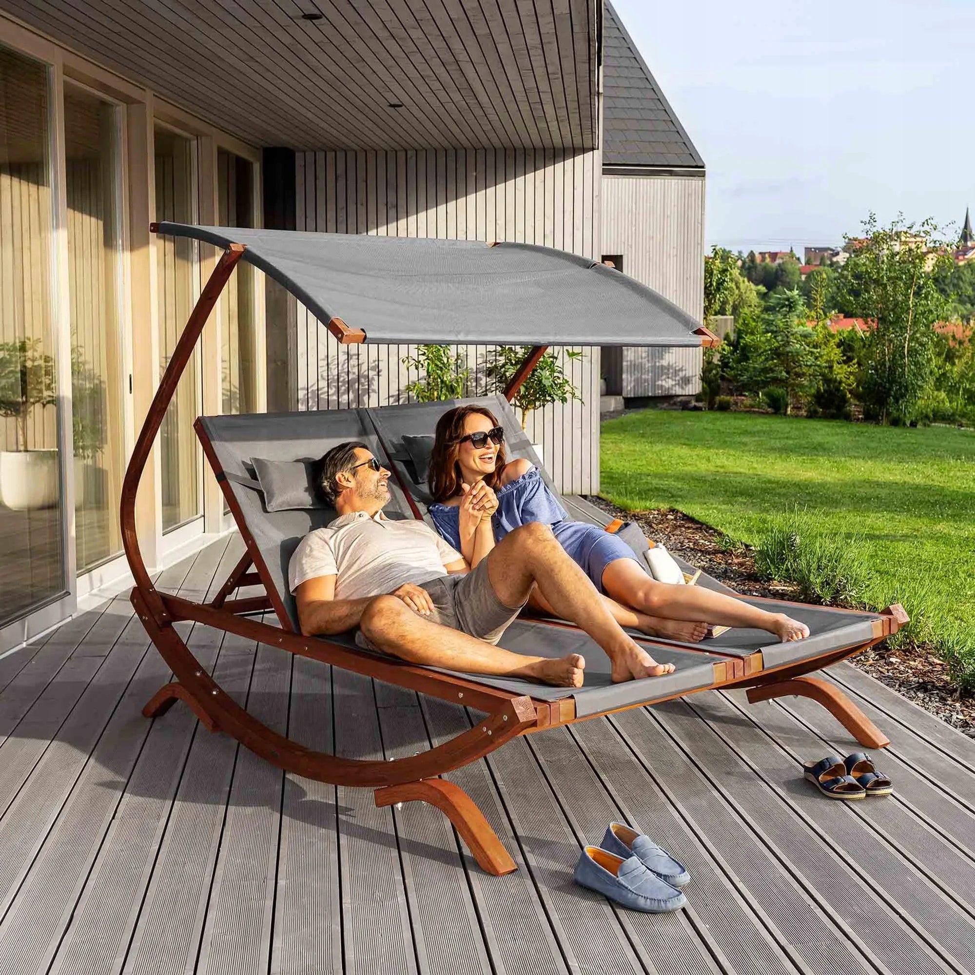 Garden Sun Lounger Wooden Baseball Couch Adjustable Cushion Balcony Brand di volio