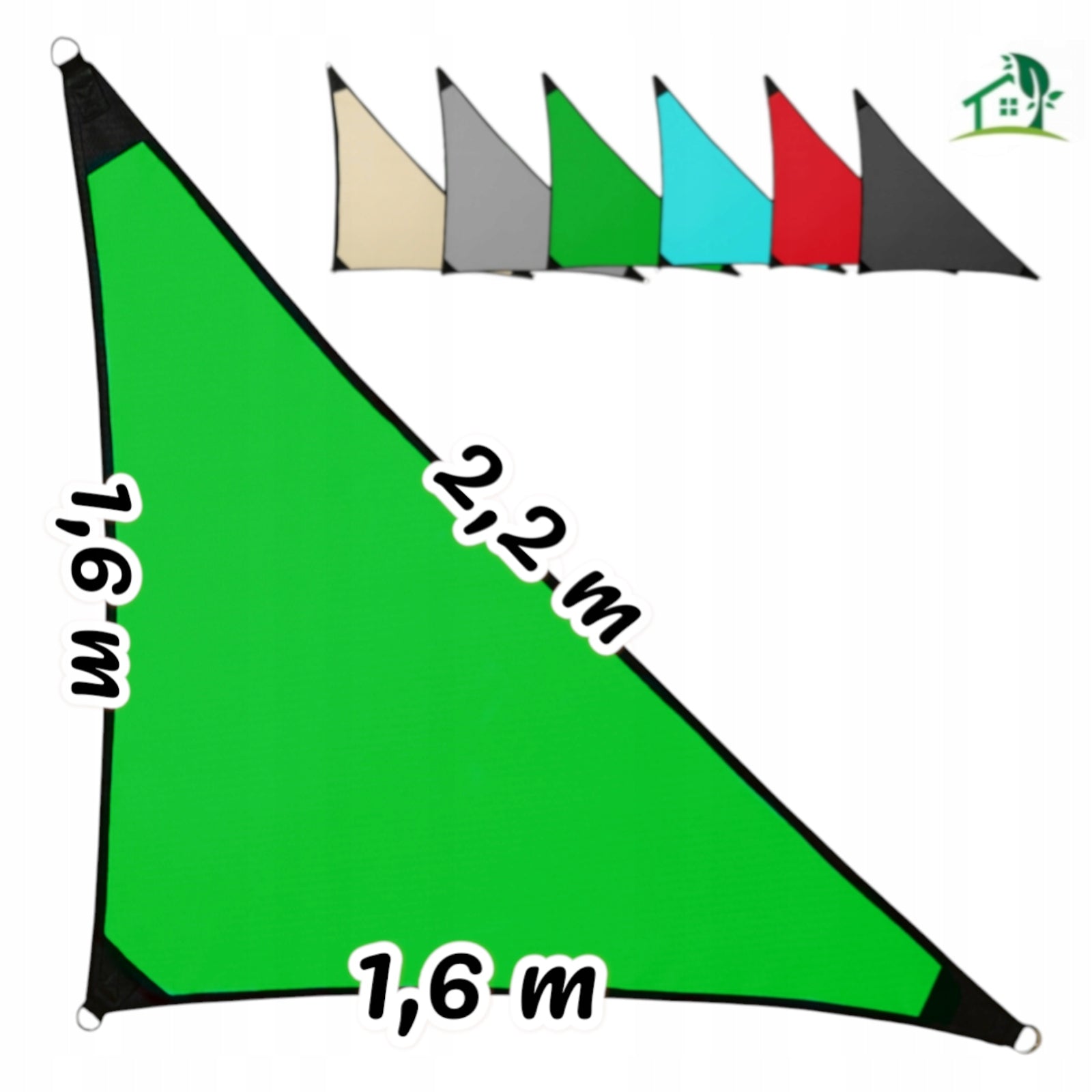 Garden Sun Sail 1.6 x 1.6 x 2.2 Steel Plast Sport Green