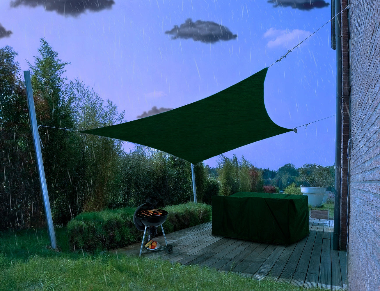 Garden Sun Sail for Terrace Waterproof Green 3x4m Awning Brand Galaxy