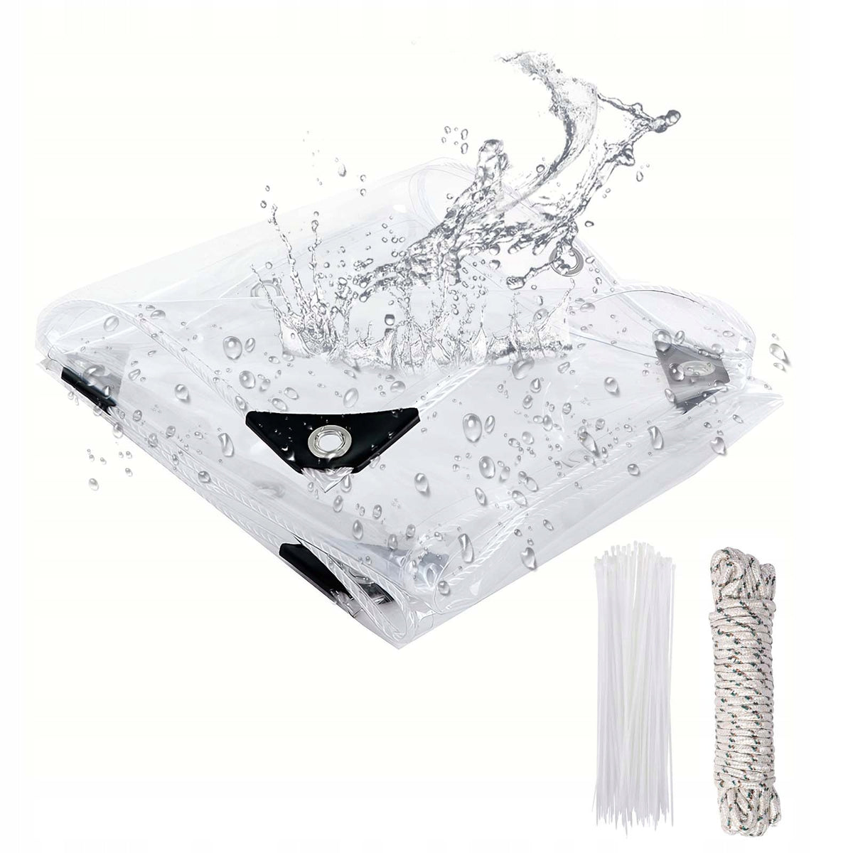 Garden Tarpaulin Terrace Waterproof Transparent FoilTarpCover 2x2.5m