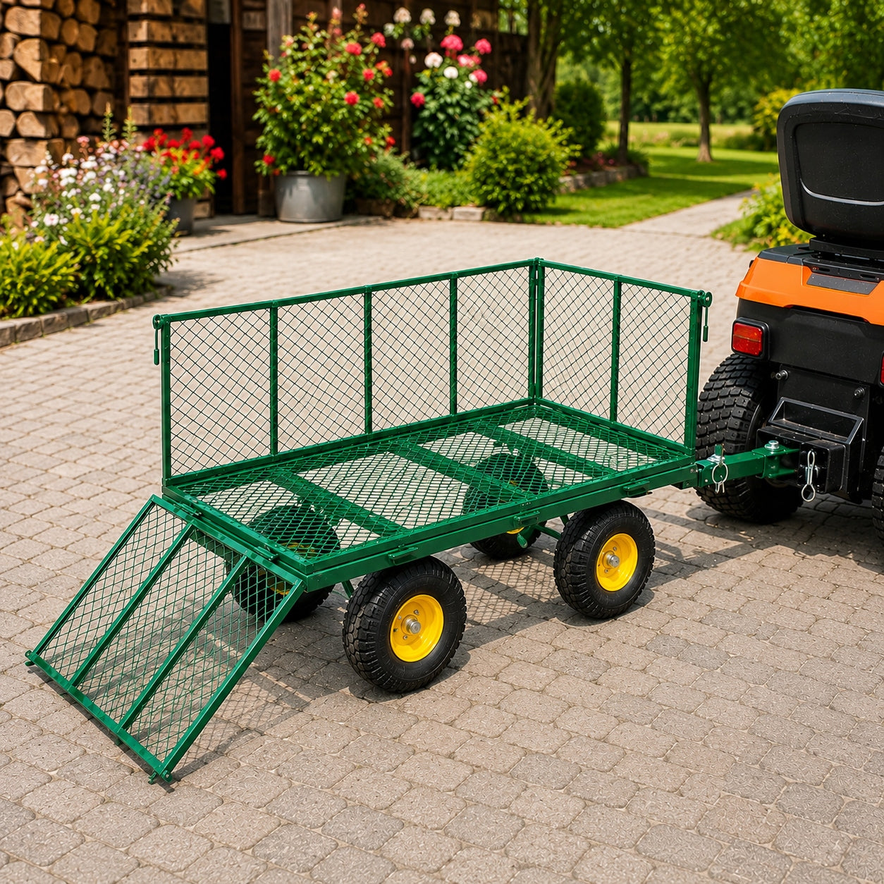 Garden Transport Trolley Large 102x52 cm High Sides Strong up to 350kg Product weight with unit packaging 22 kg