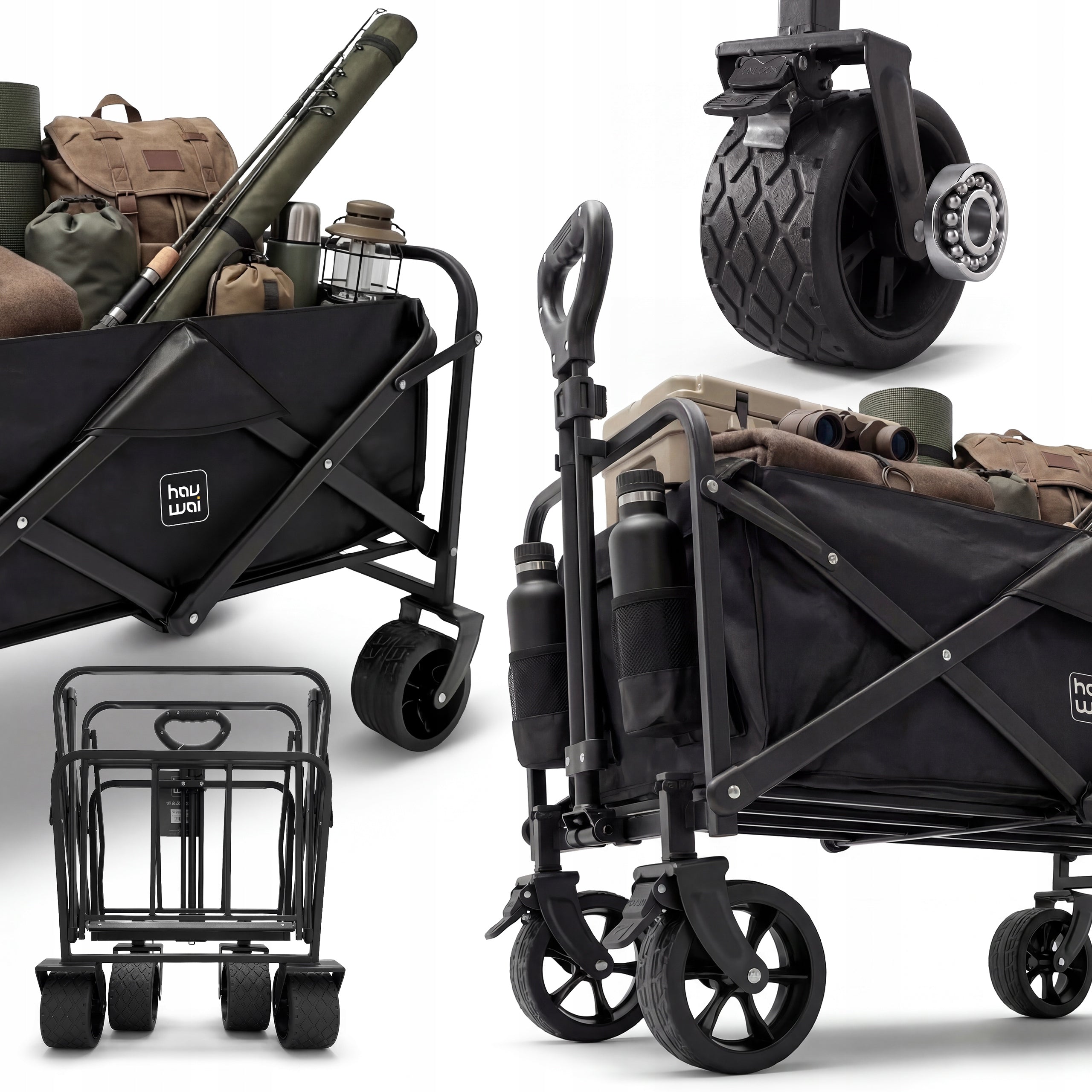 Garden Trolley Folding Tourist 100 L BLACK STRONG 120 KG KOLA XL