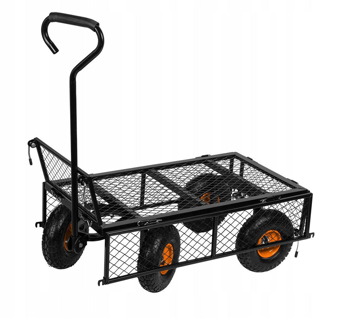 Garden Trolley Transport Steel Trailer Wheelbarrow Up to 300kg Kind trolley