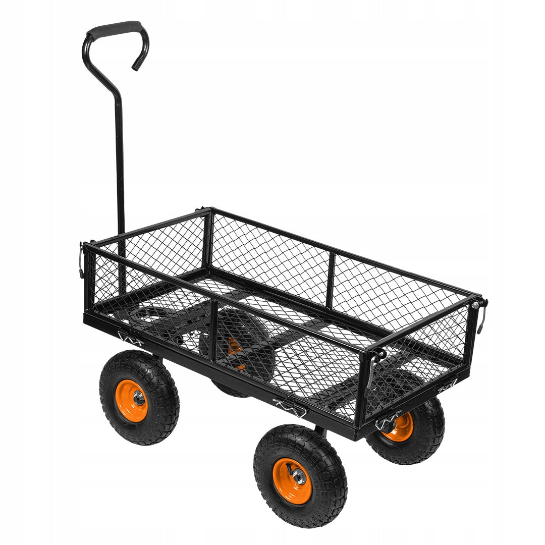 Garden Trolley Transport Steel Trailer Wheelbarrow Up to 300kg