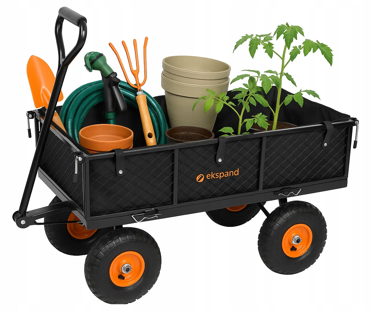 Garden Trolley Transport Trailer Folding LARGE up to 300kg black