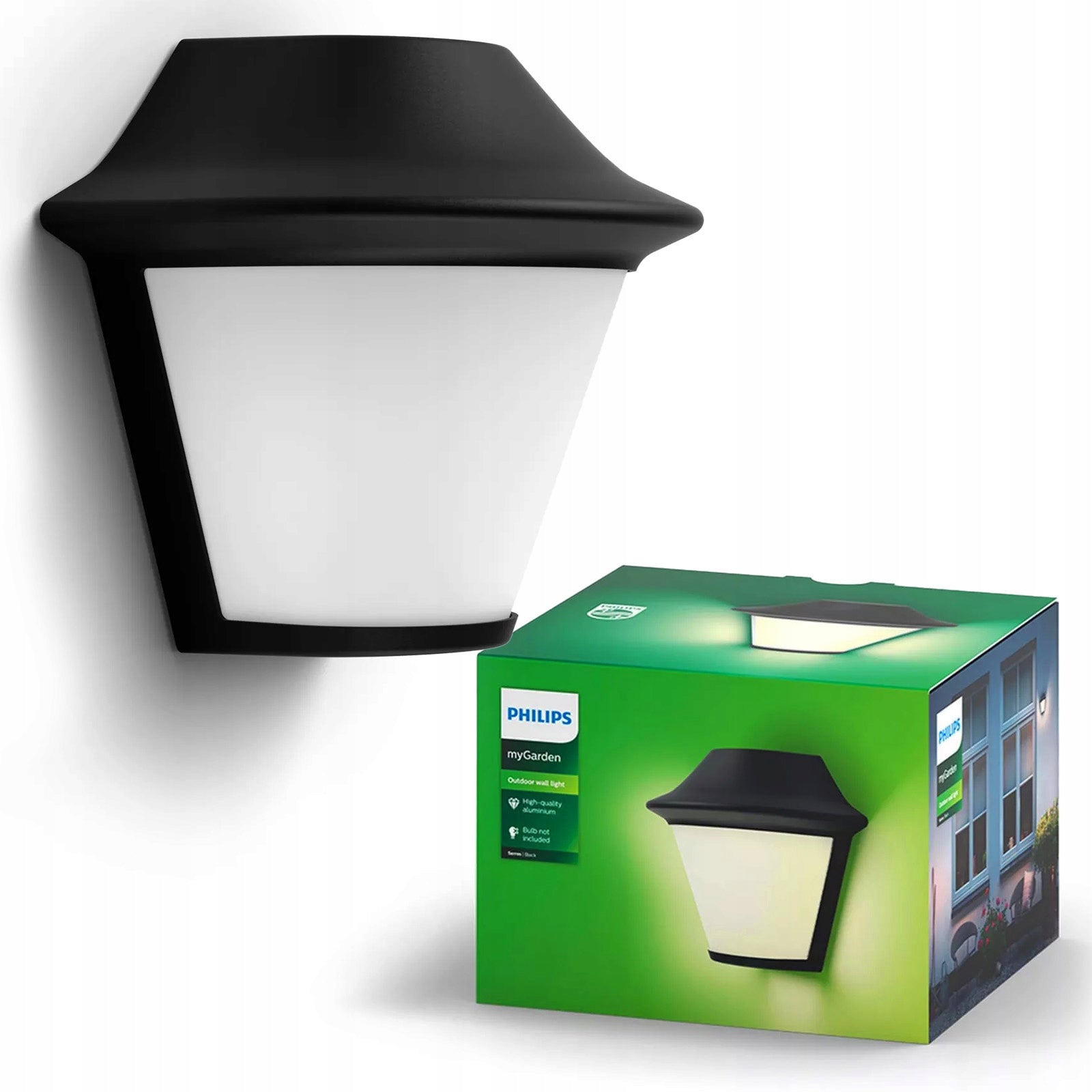 Garden Wall Lamp Outdoor Facade Lamp E27 IP44 Black Serres Philips