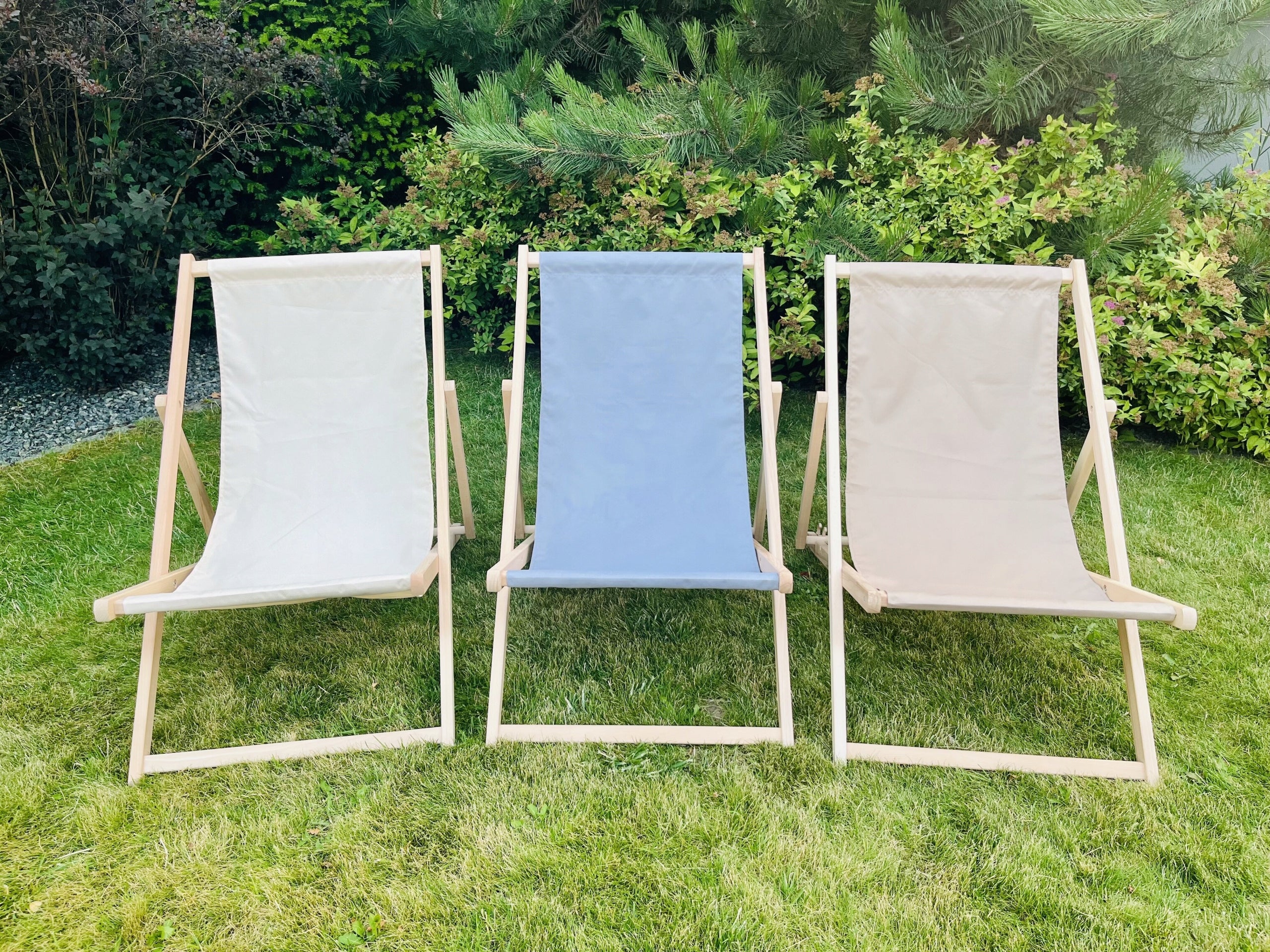 Garden Wooden Sun Lounger THICK SLATS for Balcony Terrace Garden FOLDING GREY Kind sunbed