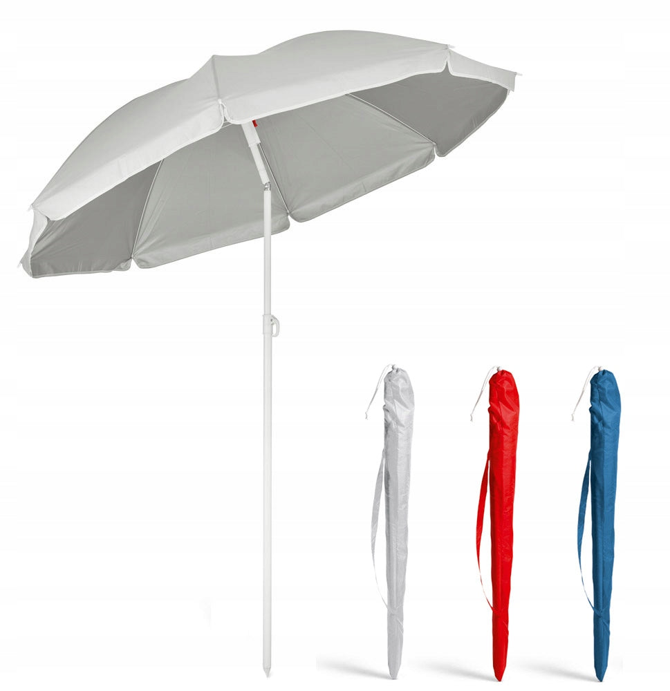 Garden beach umbrella, 140 cm, UV protection, tiltable, WITH COVER, gray Color gray