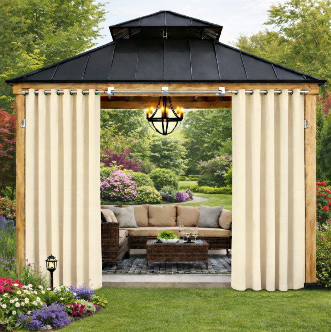 Garden curtain 155x180 waterproof on wheels terrace pergola balcony ecru Packaging status original