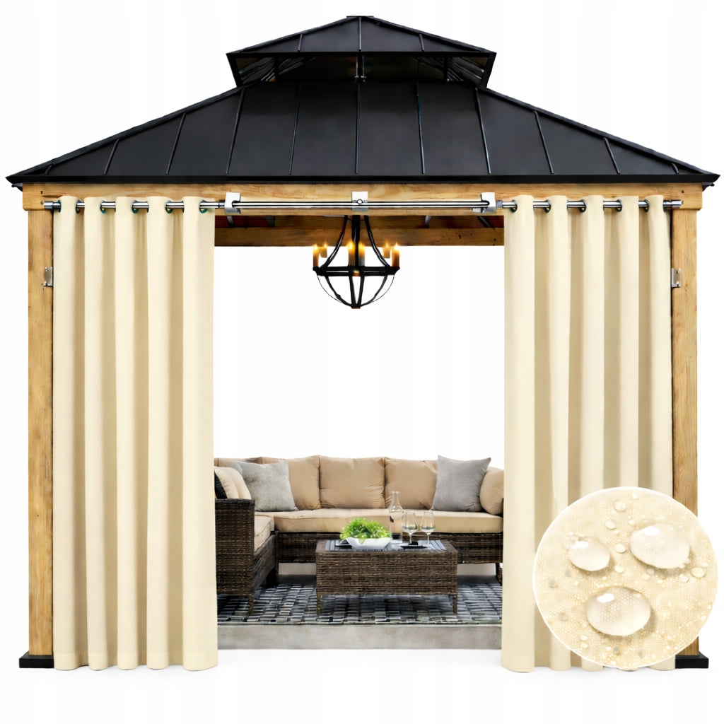 Garden curtain 155x180 waterproof on wheels terrace pergola balcony ecru