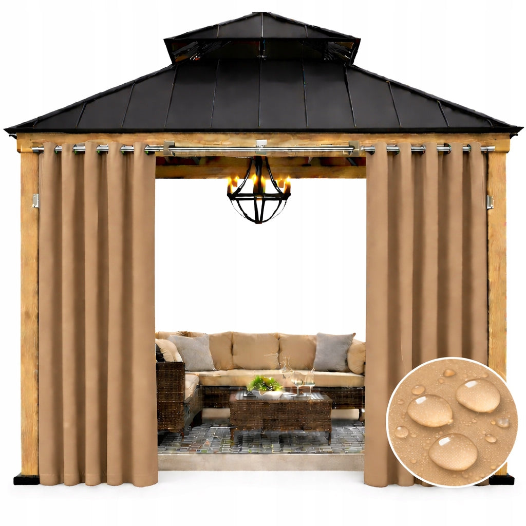 Garden curtain 155x200 waterproof on grommets for gazebo beige 1pc.