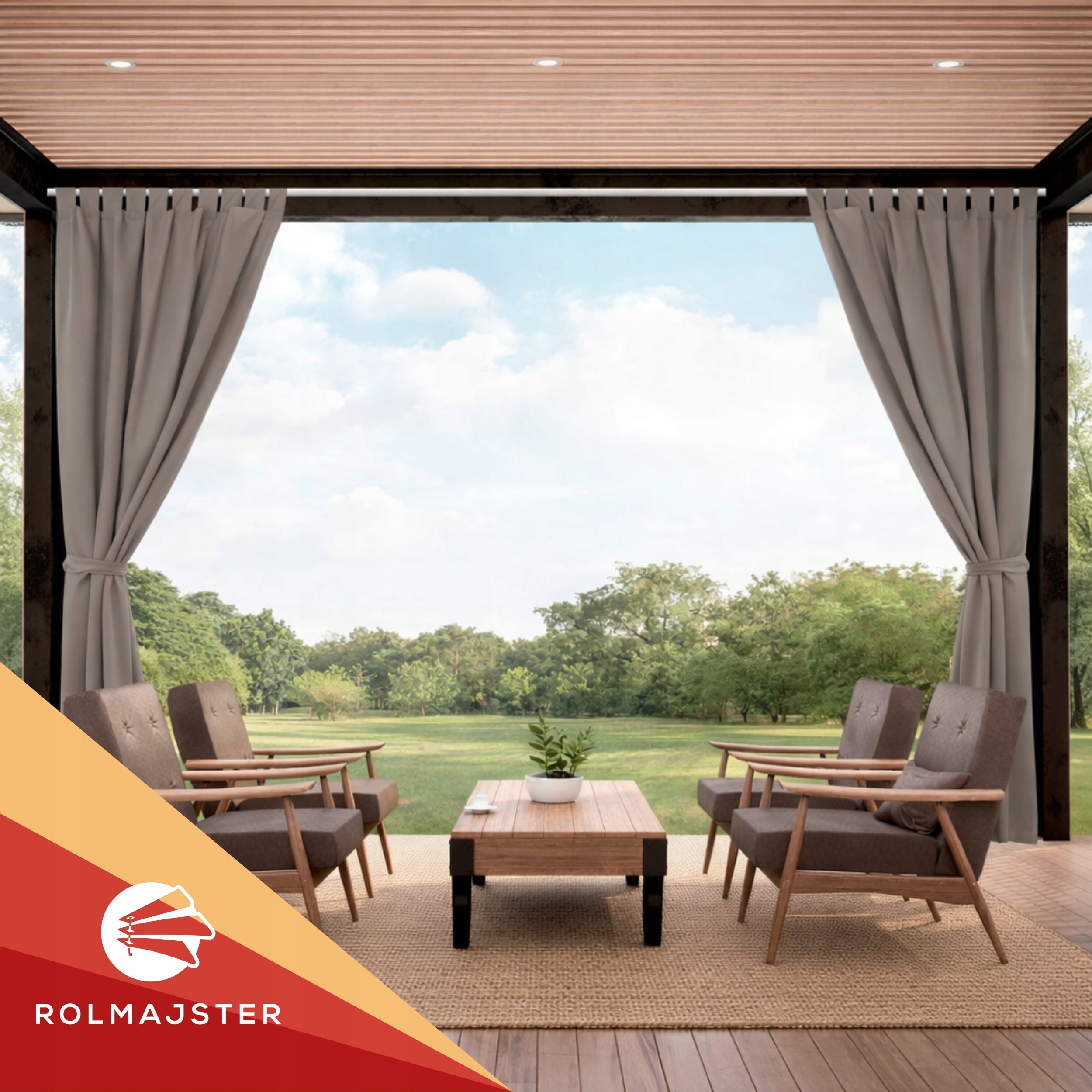 Garden curtain waterproof 155x200 cm DARK BEIGE curtains for terrace Manufacturer no brand