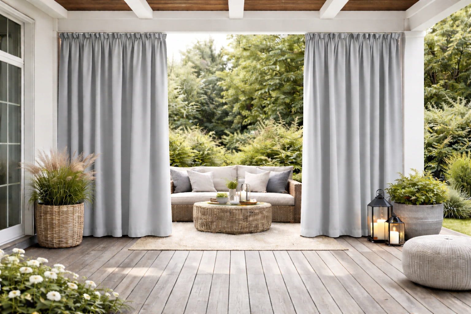 Garden curtain waterproof 155x200 light grey for terrace pergola gazebo 1x Manufacturer code Zasłona zewnętrzna żabki tunel jasny szary 2m