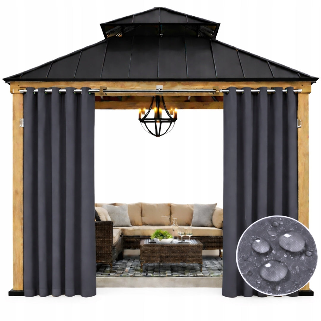 Garden curtain waterproof 155x230 on grommets graphite terrace 1pc.