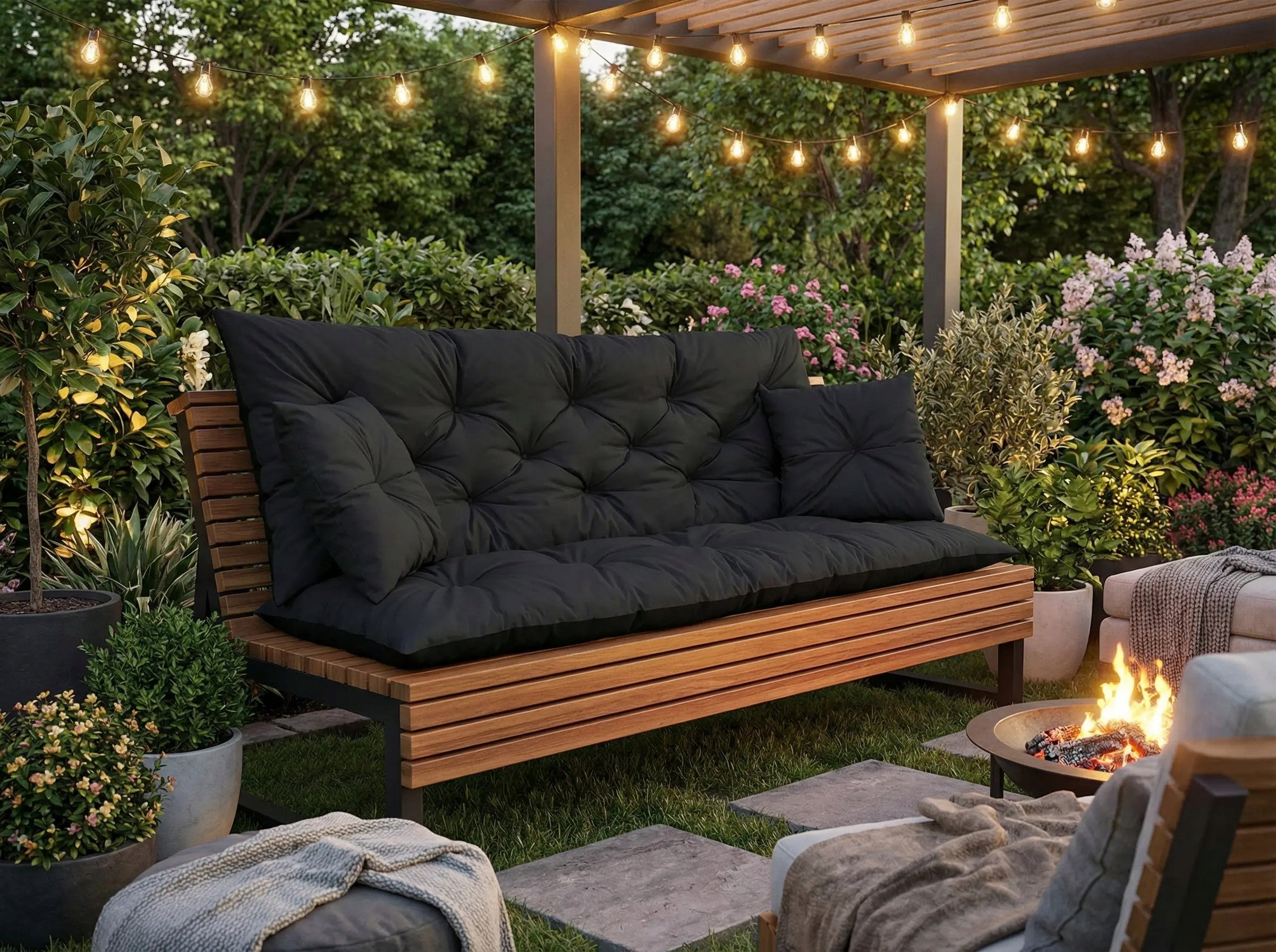 Garden cushion for bench swing waterproof and durable 150x60x50 cm Pillow length 150 cm