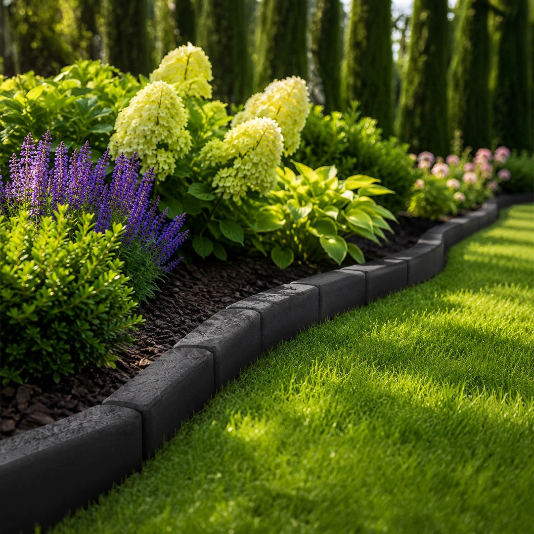 Garden edging 240cm black stone block effect lawn palisade Manufacturer code 8szt BUT
