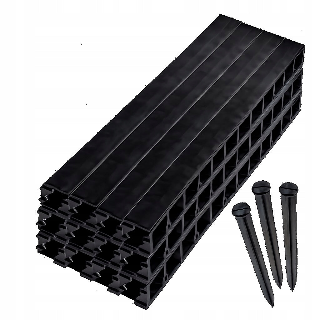 Garden edging lawn plastic 20m x 4,5 cm black +60 ANCHORS