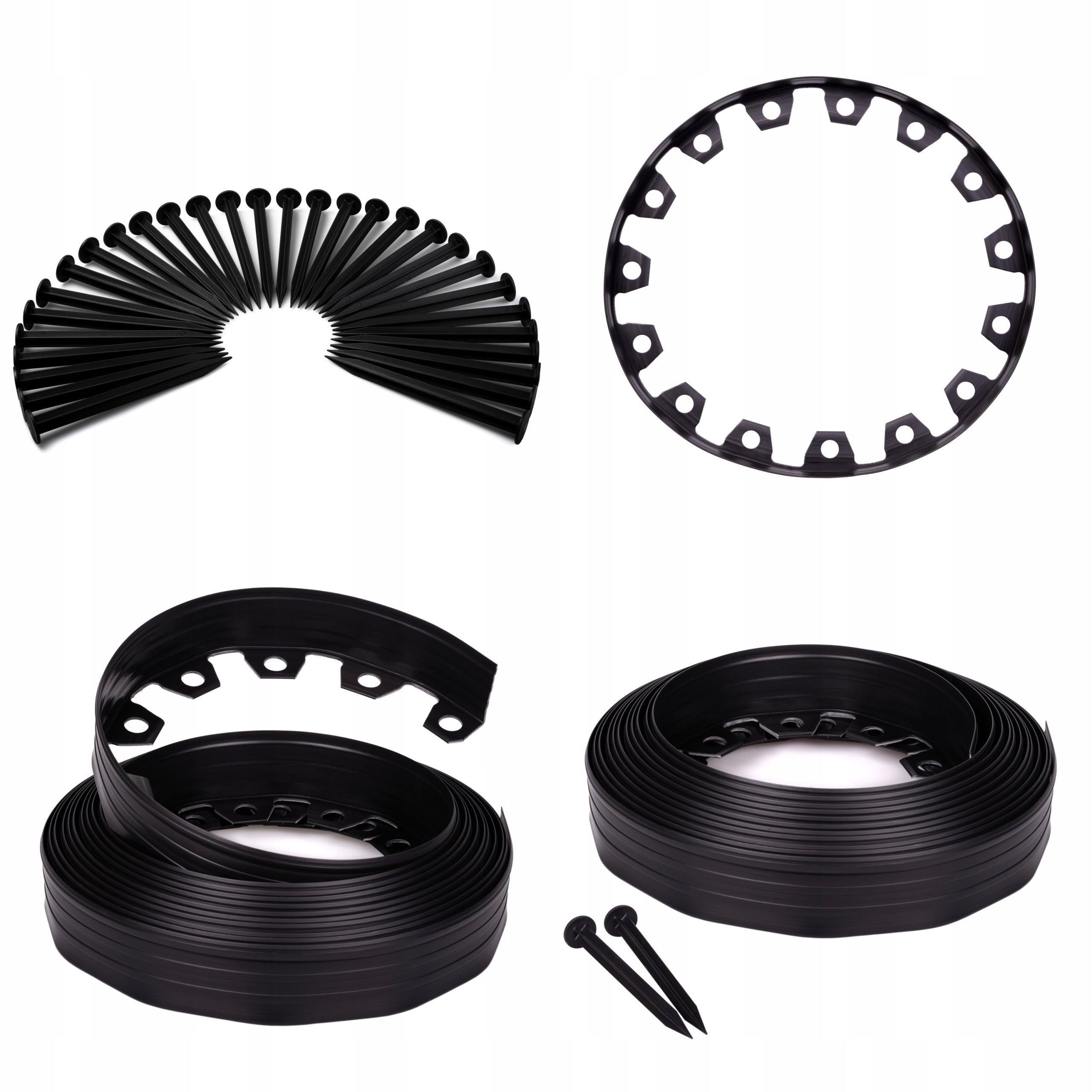 Garden edging lawn plastic set 20m black 6cm
