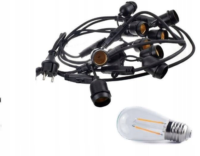 Garden garland 15m+15pcs bulb 2W ST45 2800K warm light color 230V