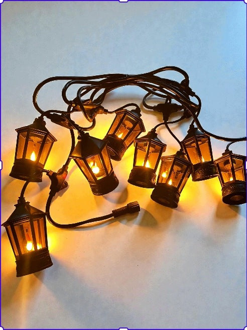 Garden garland 4m - 8 LED lanterns with moving flame effect Packaging status original