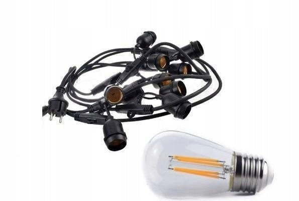 Garden garland 5m 5pkt + 5pcs Edison LED bulb 4W ST45 E27 2800K