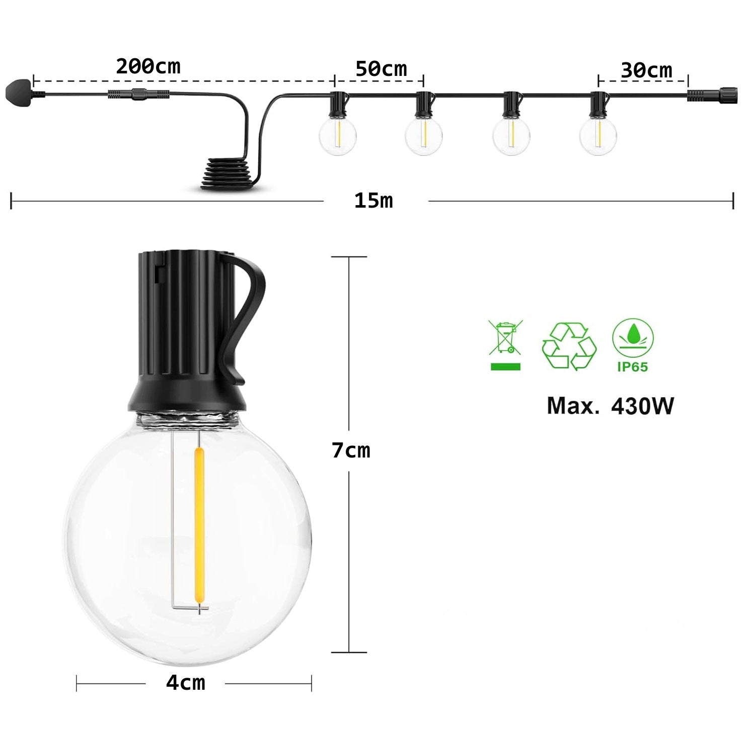 Garden garland Koanni 15m 25 LED bulbs E12 white warm IP44 Packaging status original