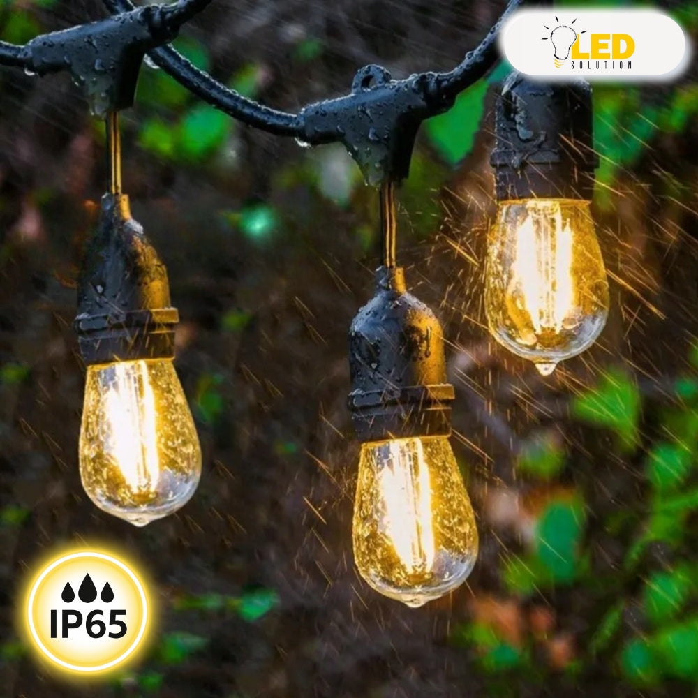 Garden garland light 20m 20 LED bulbs thick wire chain balcony Batteries included no