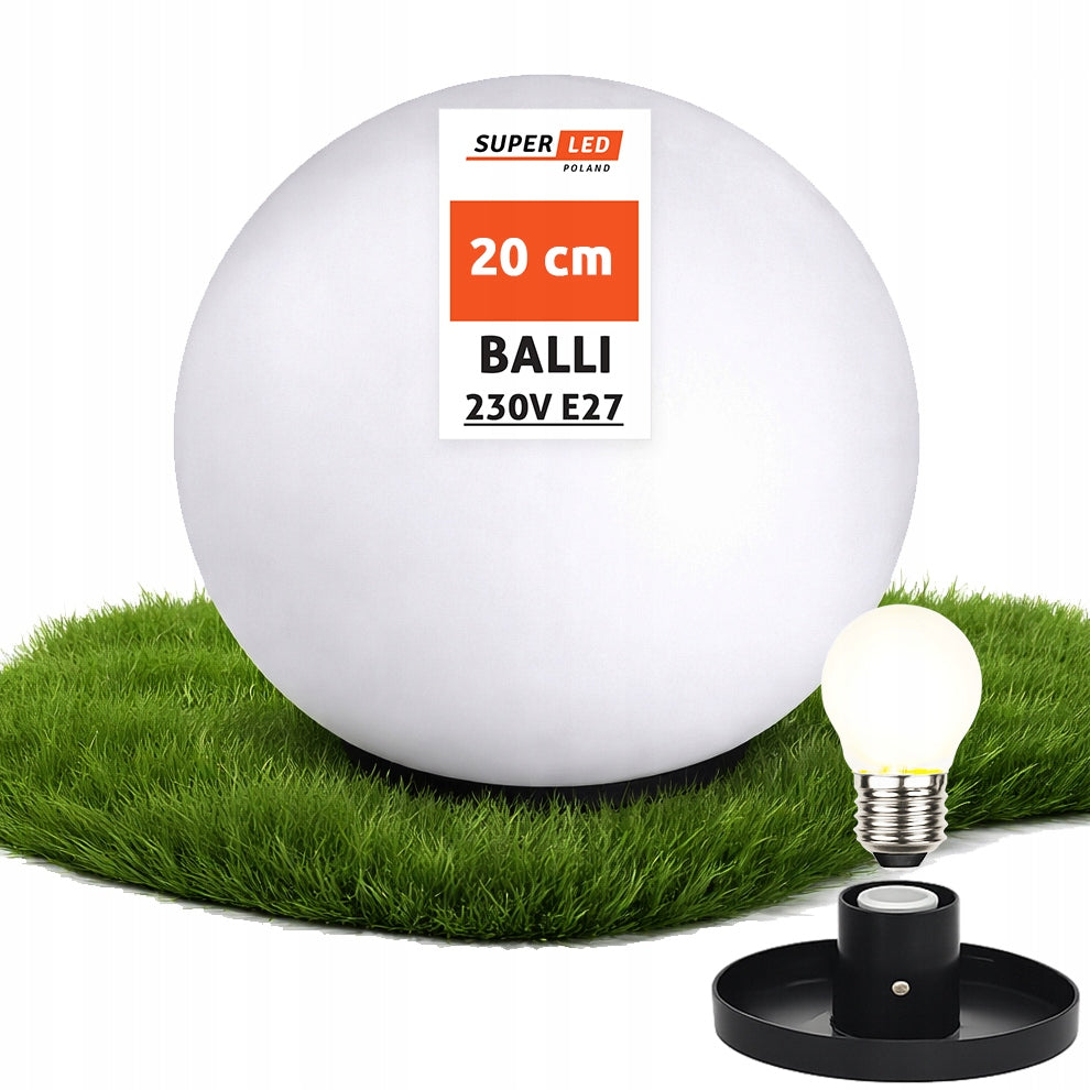 Garden lamp LED Ball driven 20 cm 230V for bulb E27