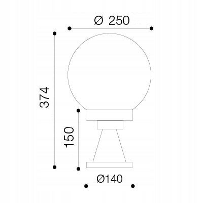 Garden lamp post with ball 250 milk rudapol Manufacturer code OGS-15-KU-250-M