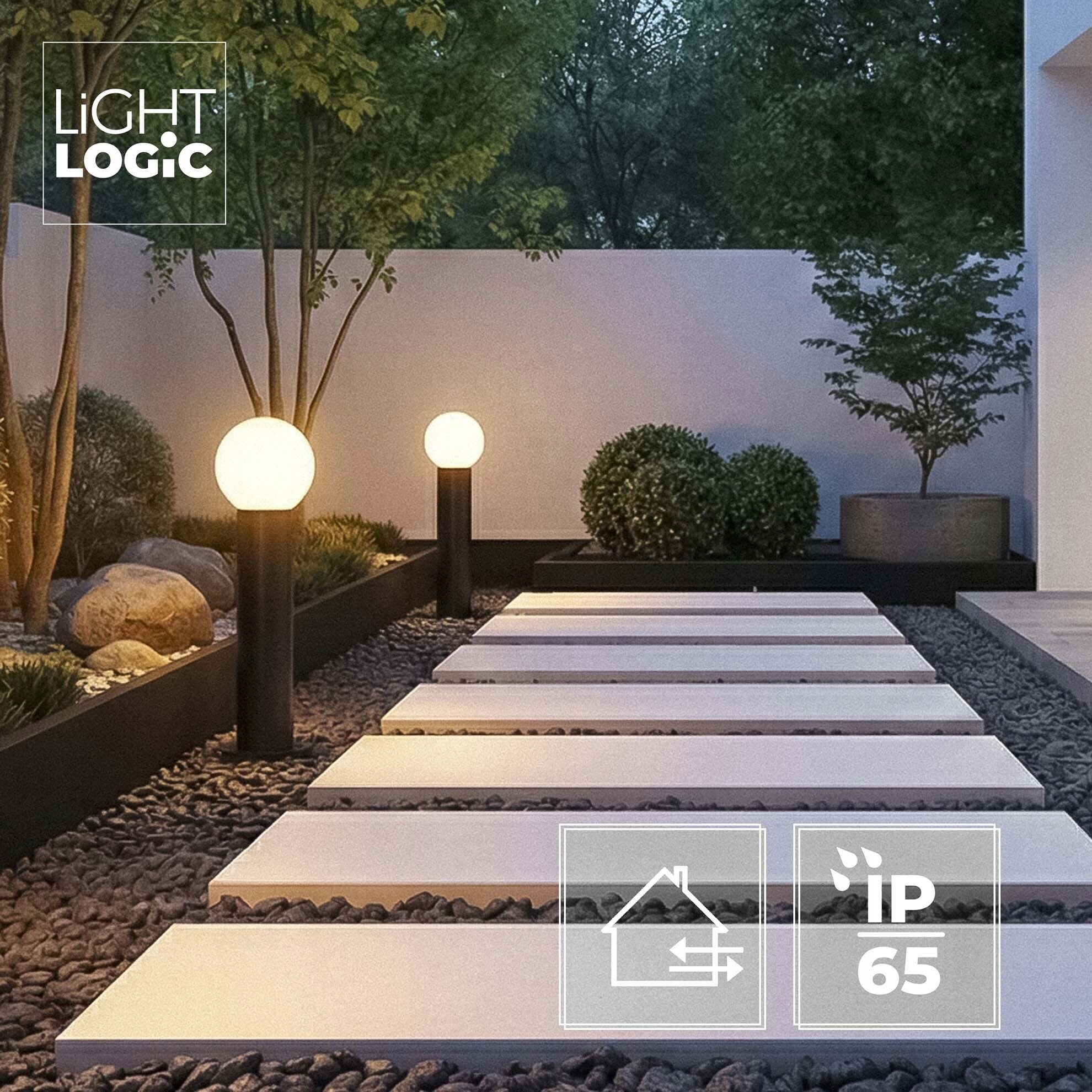 Garden lamp standing LL MERIN 50 GR outdoor IP65 E27 15W 50 cm post Power supply mains