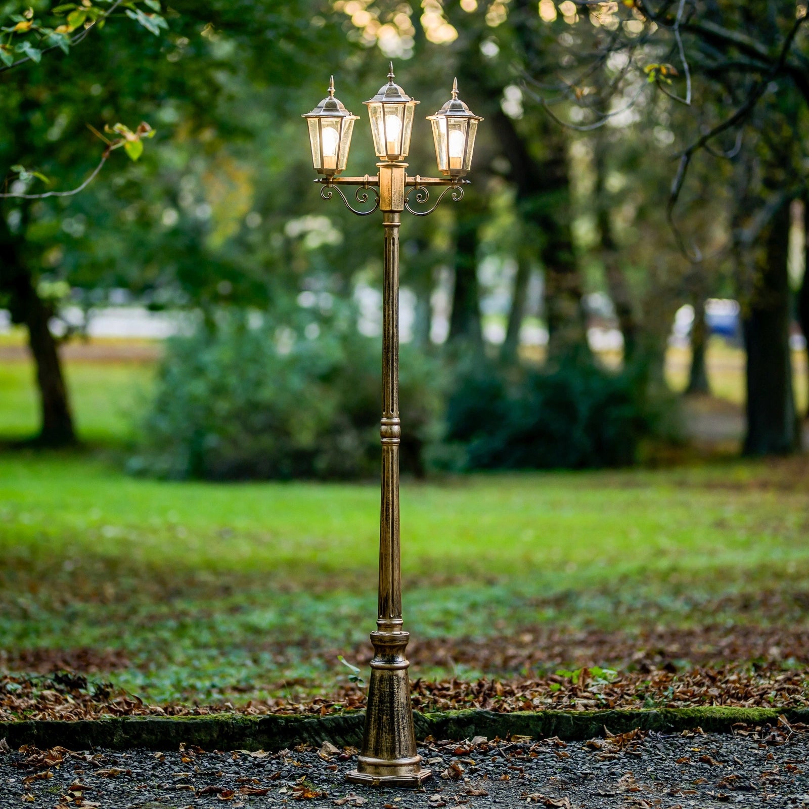 Garden lamp standing Post Lantern 3x E27 LED 200 cm Retro Patina EAN (GTIN) 5903796183955