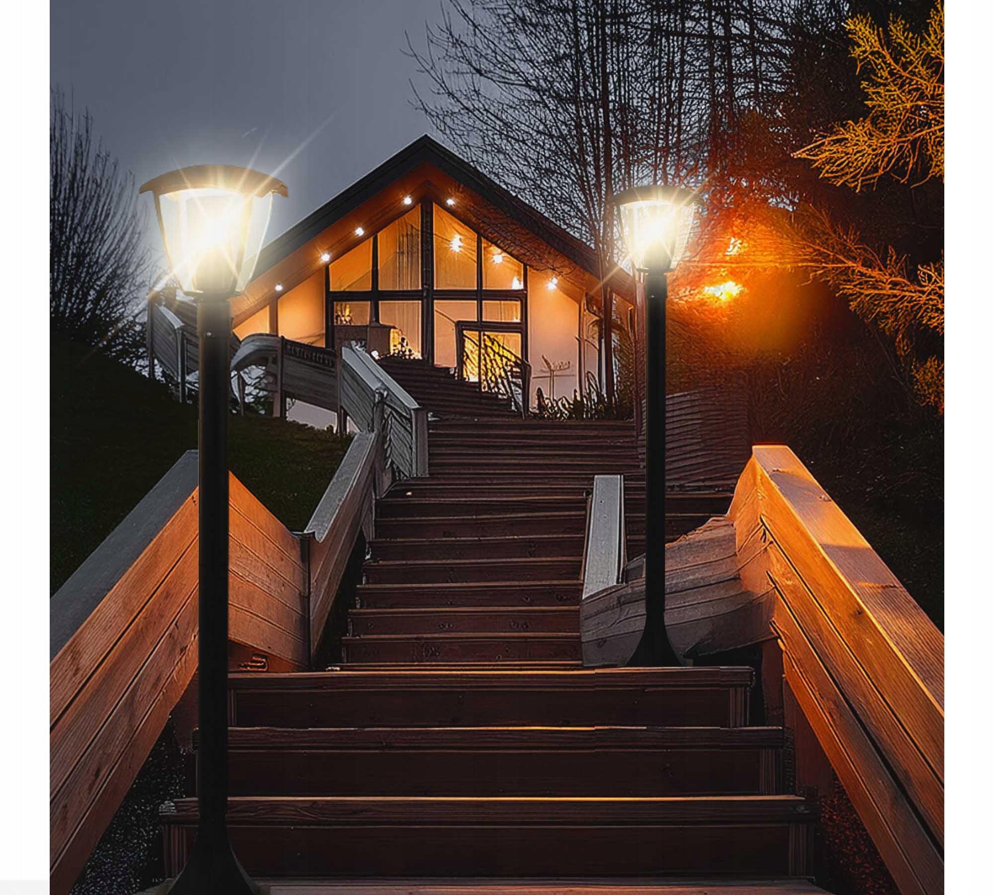 Garden lamp standing lantern post for LED E27 100cm DECORATIVE Black Power supply mains