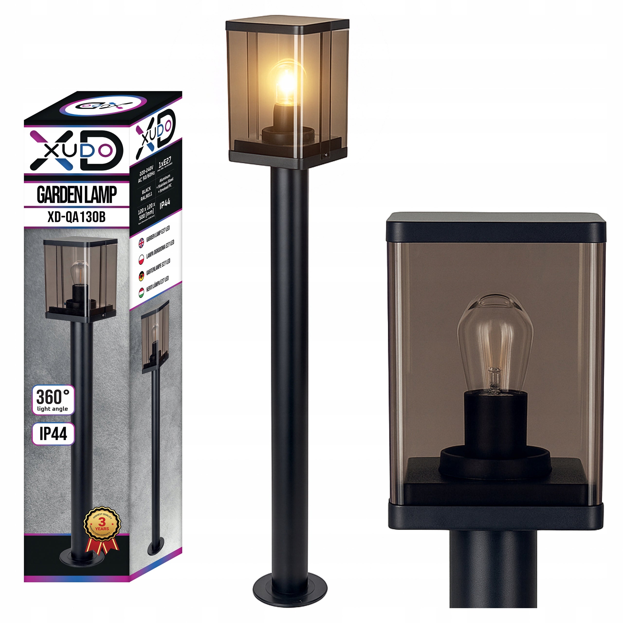 Garden lamp standing outdoor post E27 50cm black wy2