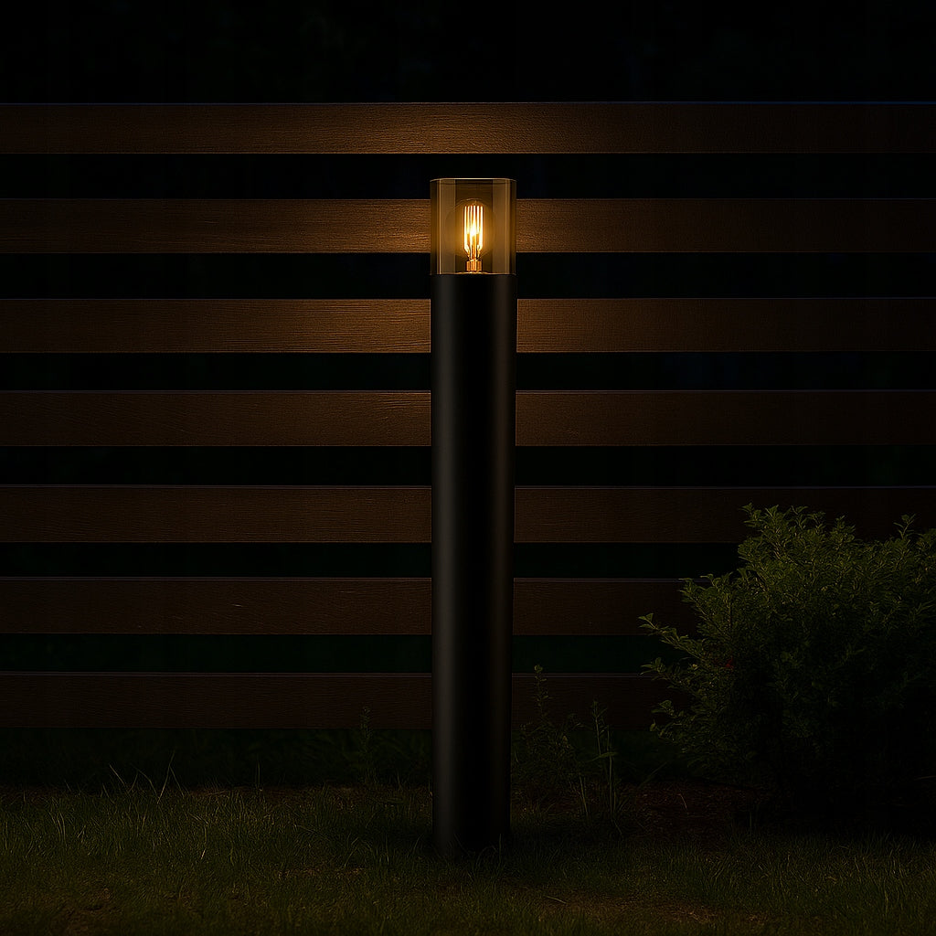 Garden lamp standing outdoor post E27 80cm round black Power supply mains