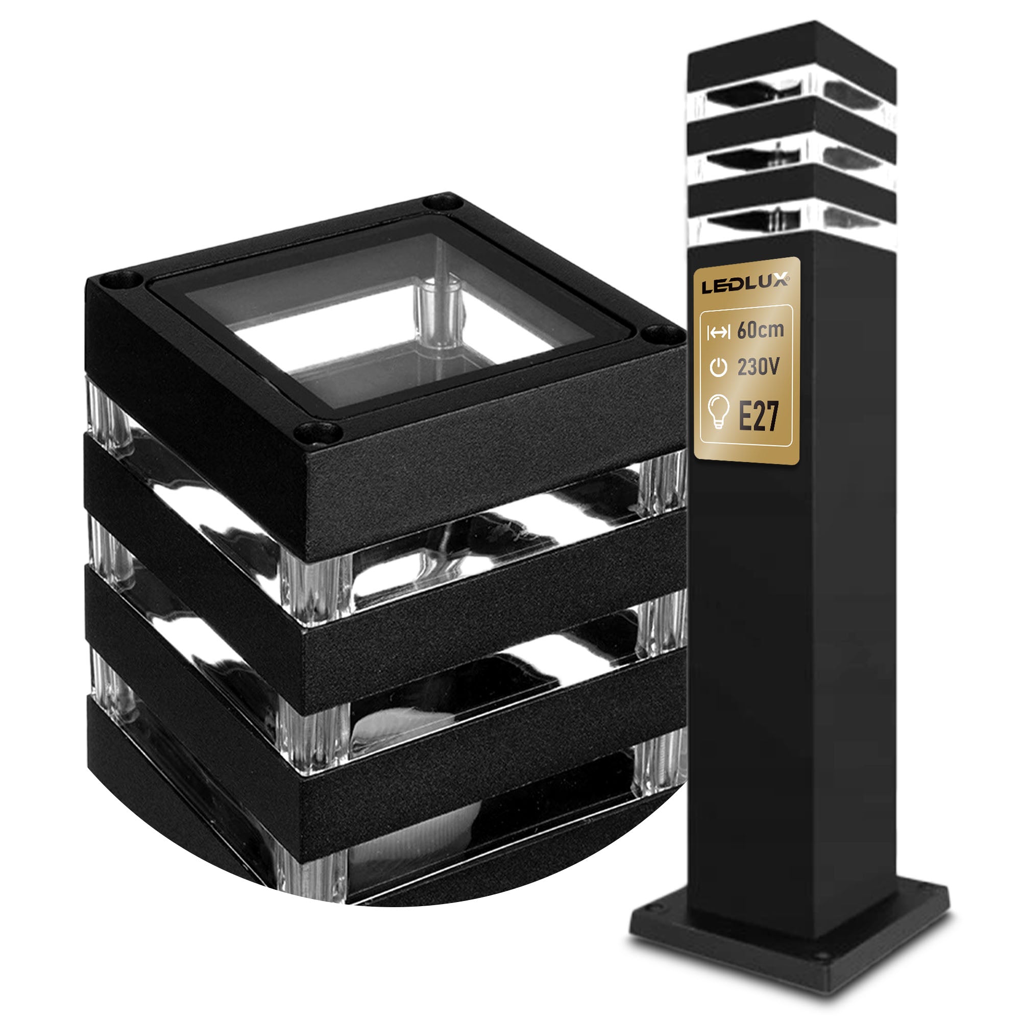 Garden lamp standing post for LED E27 60cm DECORATIVE BLACK