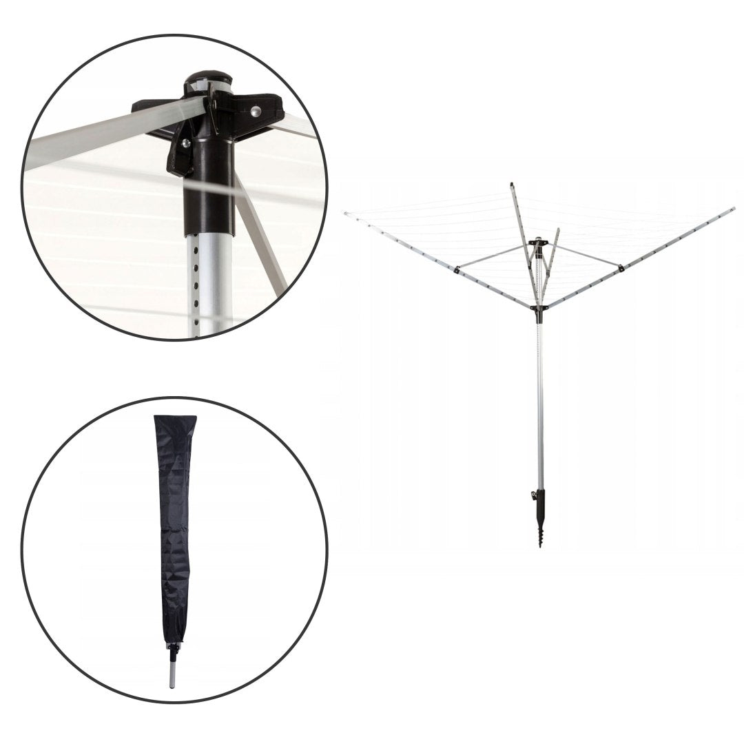 Garden laundry dryer 60 m drying area drill bit for mounting + p Unfolded width 260 cm