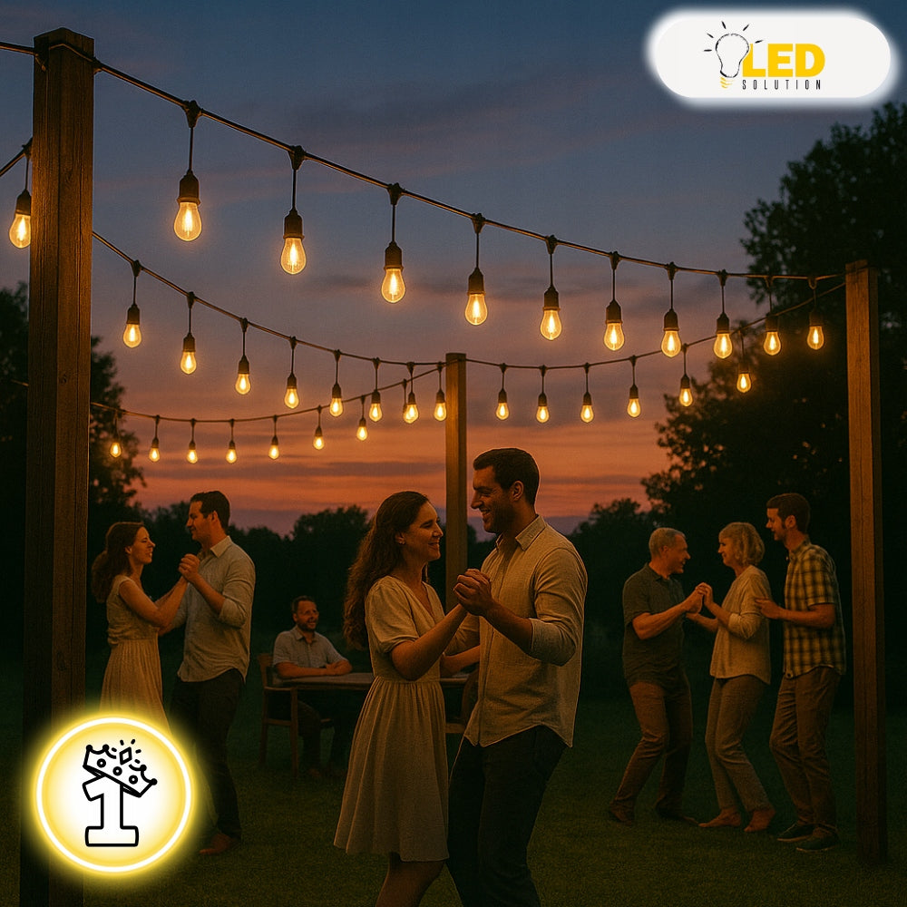 Garden light garland 40 LED bulbs chain 20 m lamps strong IP65 Brand Led Solution