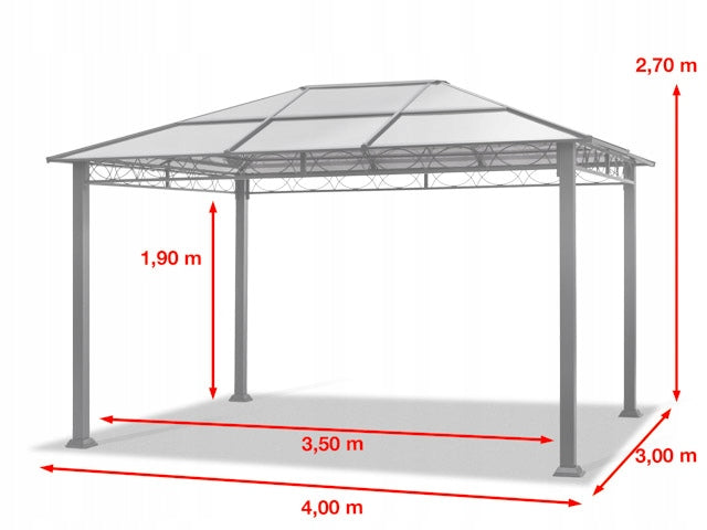 Garden pavilion 3x4 m Hardtop grey-brown Manufacturer code 300118
