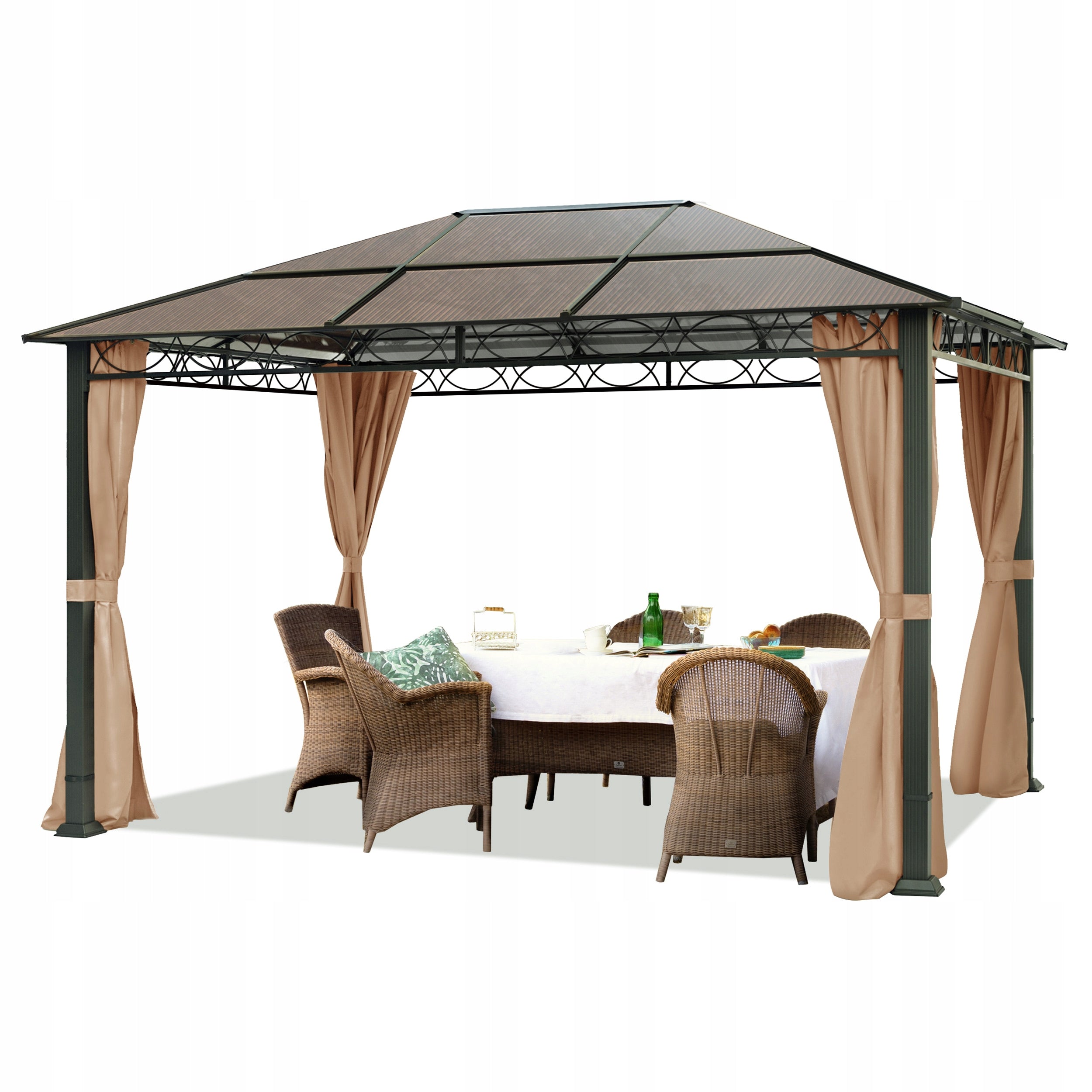Garden pavilion 3x4 m Hardtop grey-brown