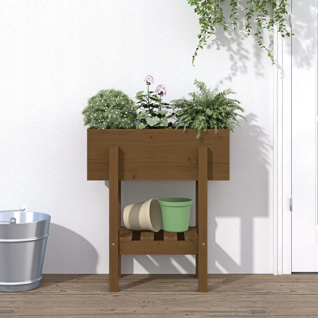 Garden planter, honey brown, 62x30x69 cm, solid pine wood Brand VidaXL
